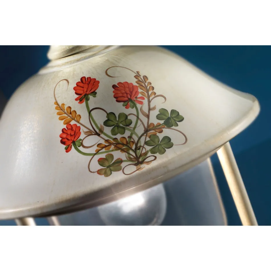 Udendørs væglampe i håndmalet aluminium og blomsterdekoration - Bari Viadurini