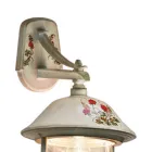 Udendørs væglampe i håndmalet aluminium og blomsterdekoration - Bari Viadurini