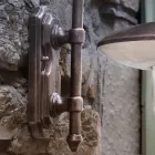 Udendørs væglampe i sort aluminium og håndmalede blomster - Latina Viadurini