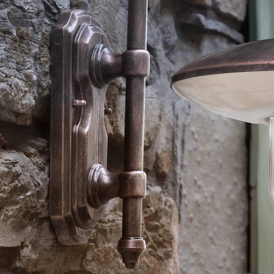 Udendørs væglampe i sort aluminium og håndmalede blomster - Latina Viadurini