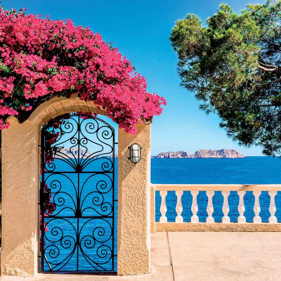 Vintage udendørs væglampe i messing med opal/klart glas - Siren Viadurini