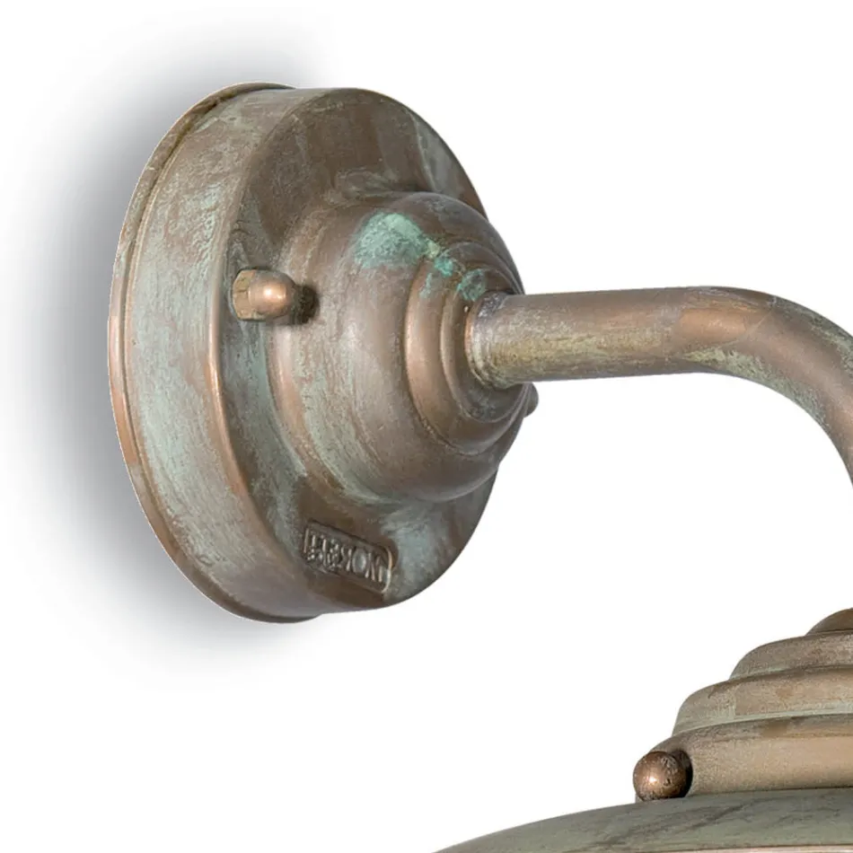 Vintage messing udendørs væglampe, klart glas - Elfico Viadurini