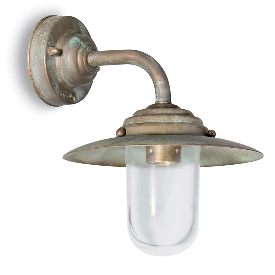 Vintage messing udendørs væglampe, klart glas - Elfico Viadurini