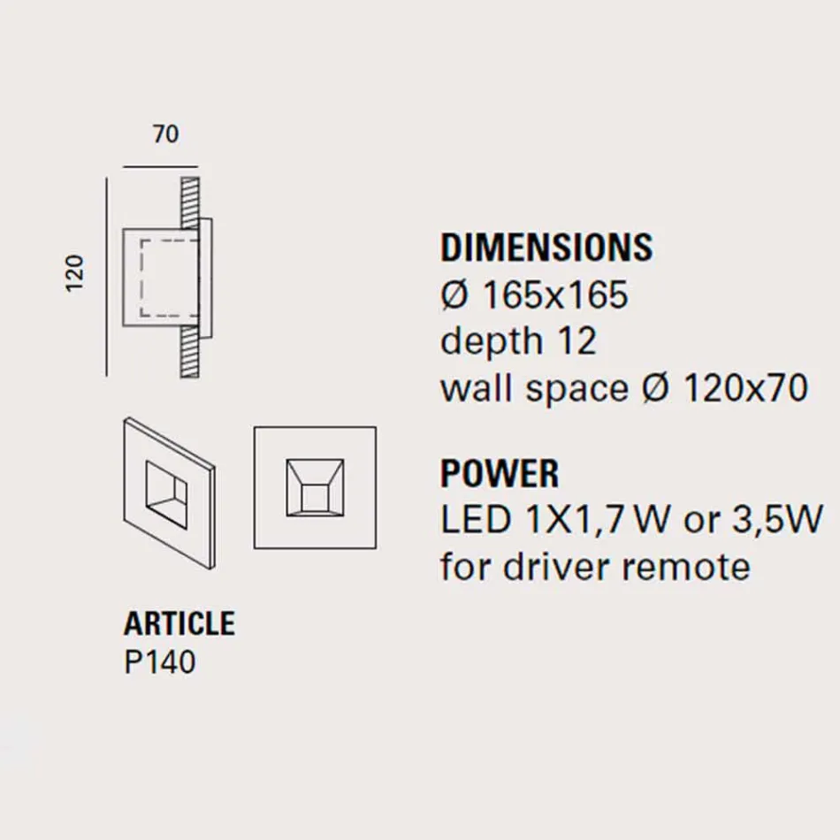Firkantet udendørs væglampe, farvet terracotta Square - Toscot Viadurini