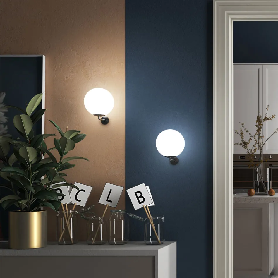 Moderne design håndblæst venetiansk glas væglampe - måne Viadurini