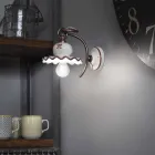 Lampe rustik keramiske væg dekoreret Ferroluce Roma Viadurini