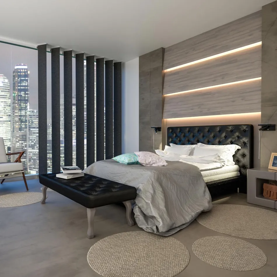 Justerbar dekorativ LED-væglampe i aluminium med USB-porte - Alena Viadurini