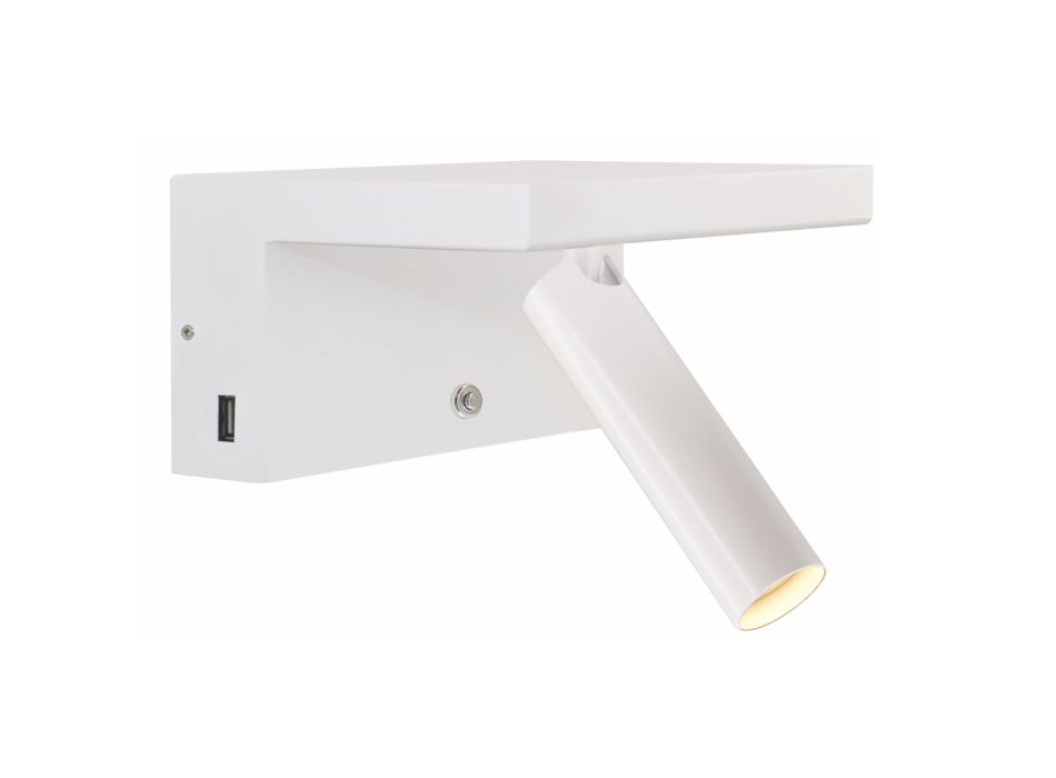 Justerbar dekorativ LED-væglampe i aluminium med USB-porte - Alena Viadurini