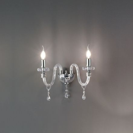 Klassisk design væglampe med 2 lys i krom Håndforarbejdet glas - Similo Viadurini