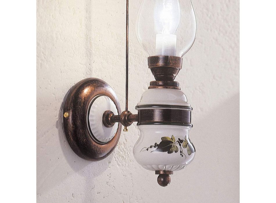 Vintage design væglampe i jern og keramik håndmalet indretning - Pompeji Viadurini