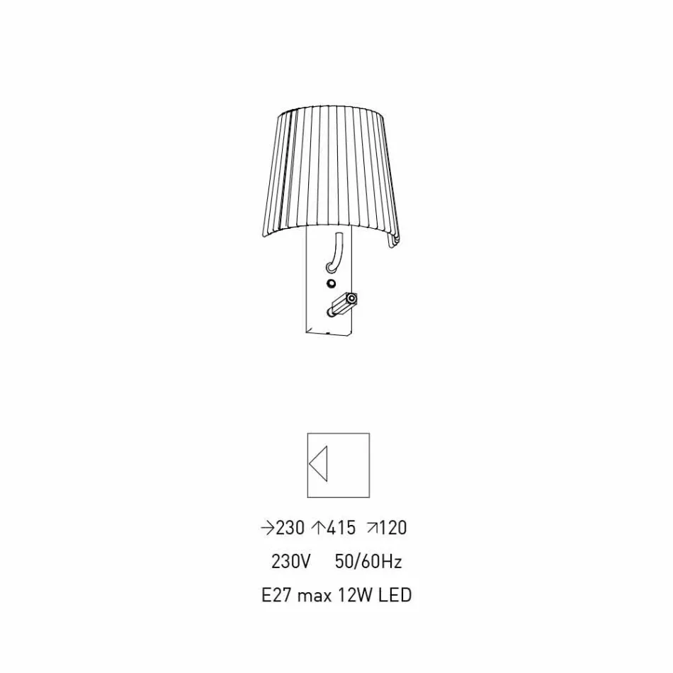 Design væglampe med struktur i sort metal og organza fremstillet i Italien - bom Viadurini