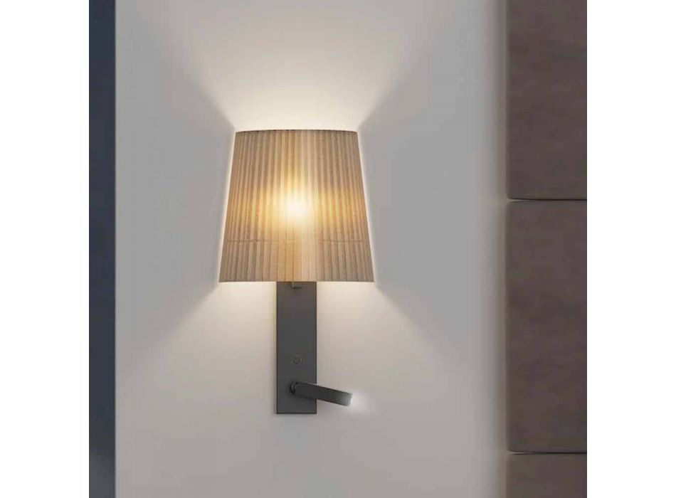 Design væglampe med struktur i sort metal og organza fremstillet i Italien - bom Viadurini