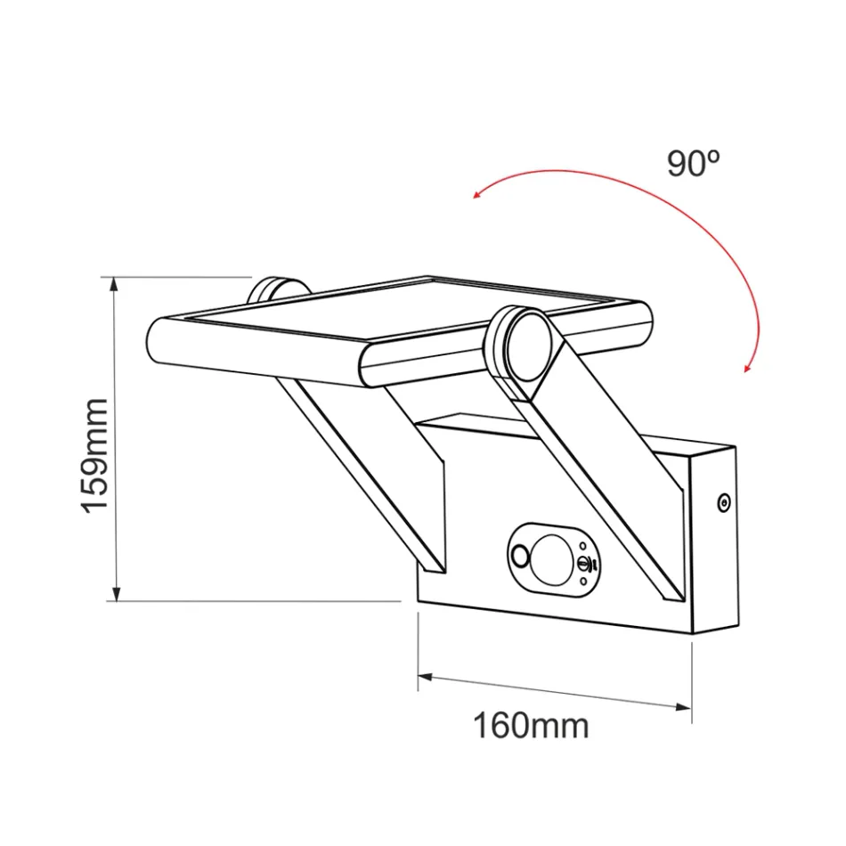 Væglampe Solar Led Spotlight i hvid eller sort aluminium med sensor - Hugo Viadurini