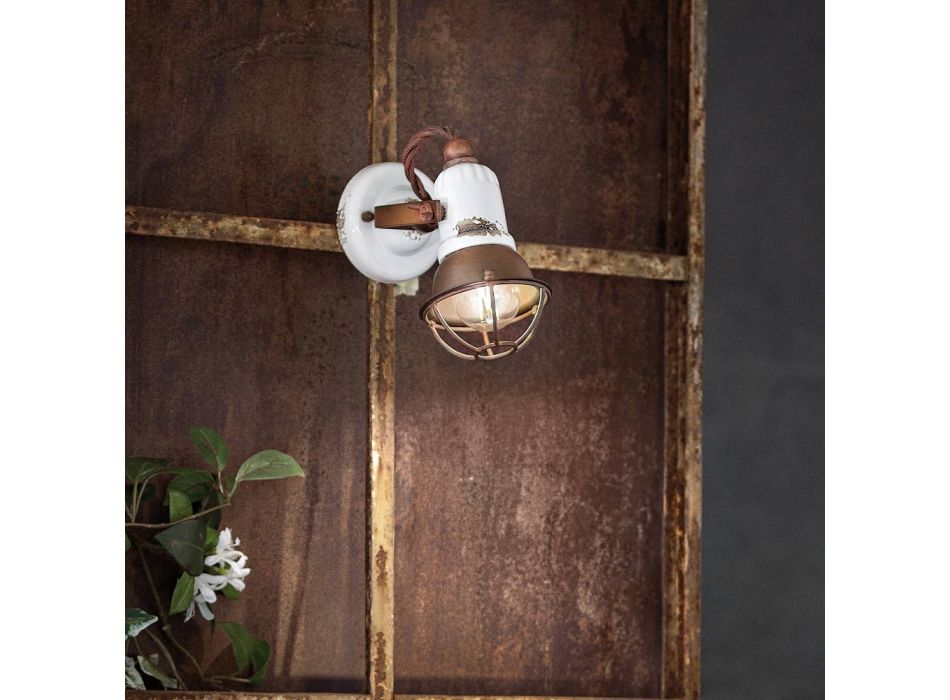 Applique Spotlight Industrial Style Håndlavet i jern og keramik - Loft Viadurini