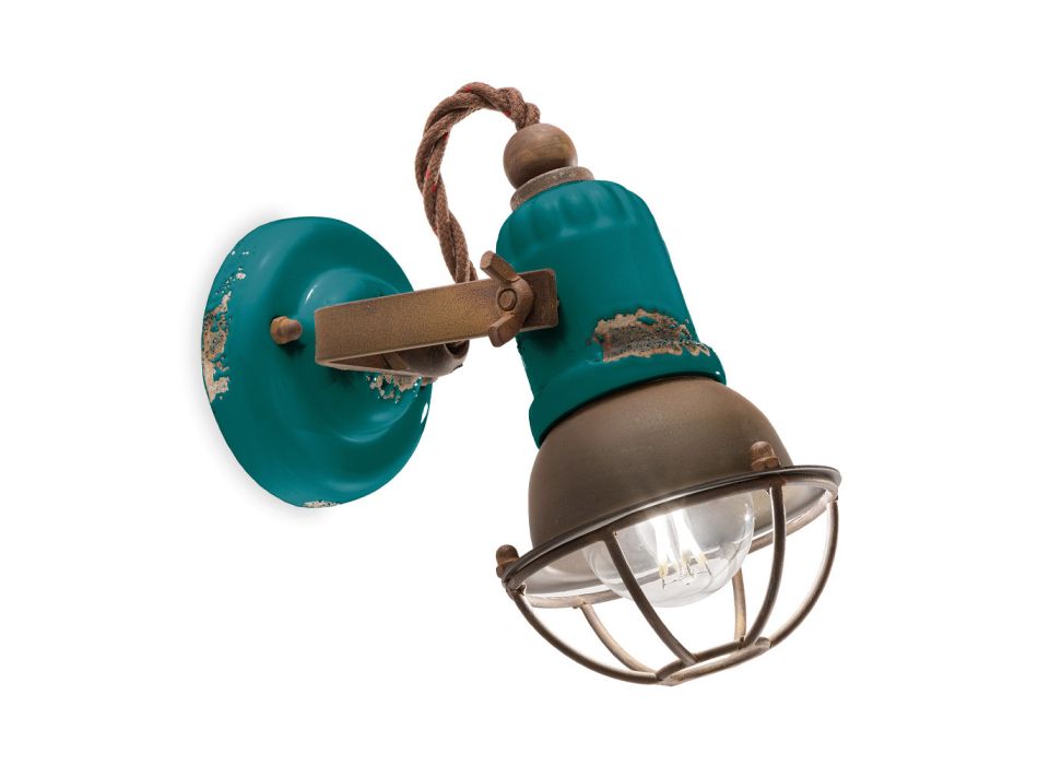 Applique Spotlight Industrial Style Artisan i jern og keramik - Loft Viadurini