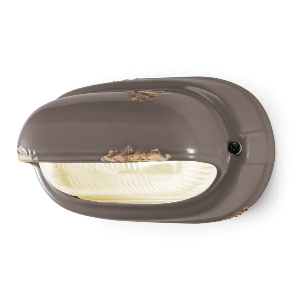 Håndlavet keramik og industriel vandret jernapplikation - Vintage Viadurini