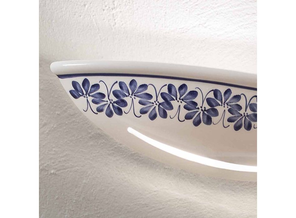 Artisan Keramisk væglampe og håndmalede blå dekorationer - Trieste Viadurini