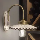 Plisseret blank keramisk applikation og håndmalet kant - Laquila Viadurini