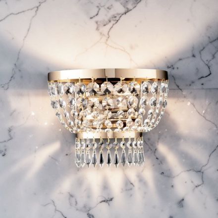 Forgyldt jernvæglampe med rhinsten Lavet i Italien - Østrig Viadurini