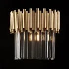 Forgyldt jernvæglampe med rhinsten fremstillet i Italien til indretning - Paris Viadurini