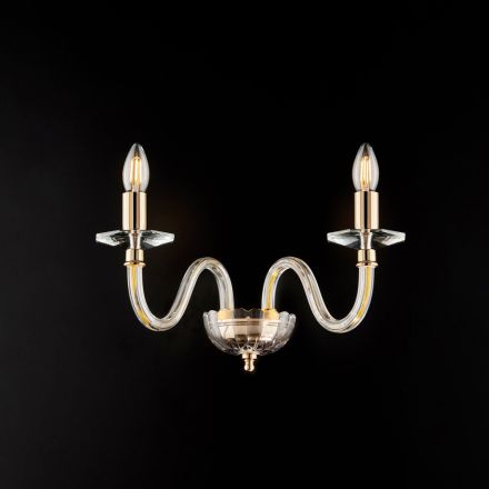 Forgyldt jernvæglampe med glas fremstillet i Italien til indretning - Innsbruck Viadurini