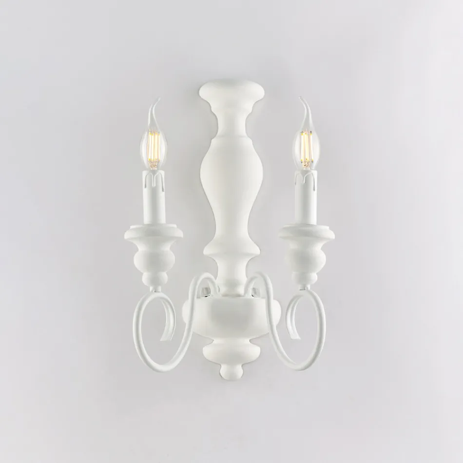 Væglamper i træ og lakeret jern til indendørs brug - Toscana Viadurini