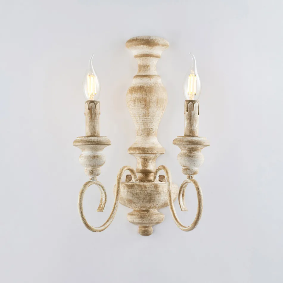 Væglamper i træ og lakeret jern til indendørs indretning - Toscana Viadurini