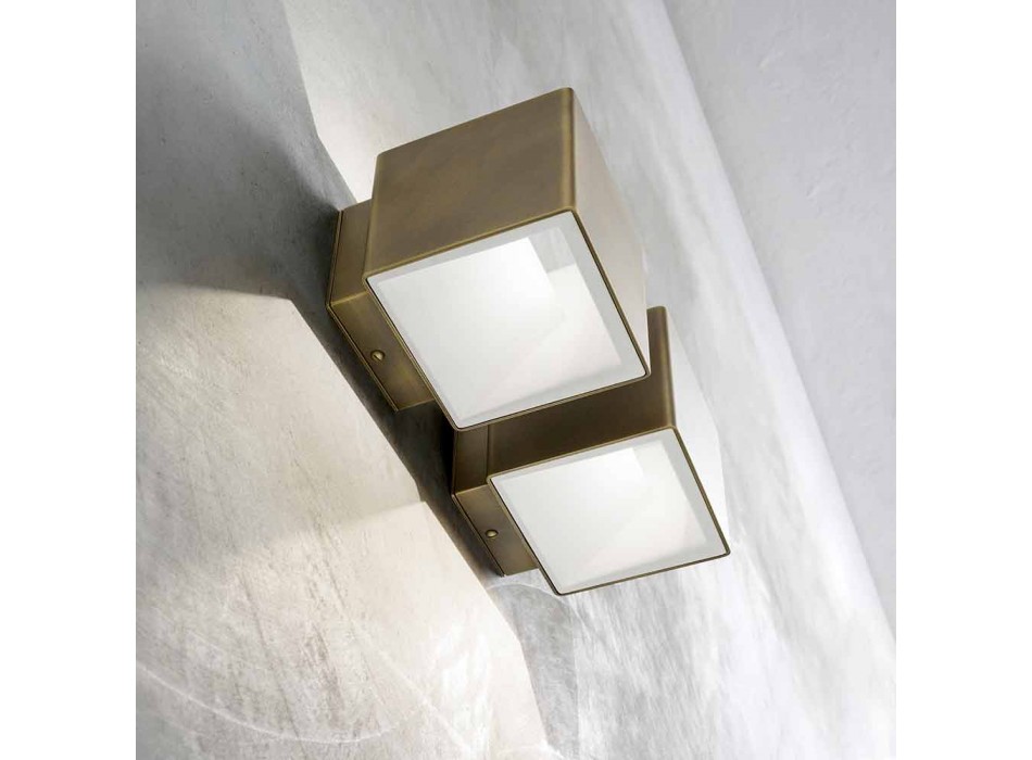Væglampe i messing og gips fremstillet i Italien - Cubetto Aldo Bernardi Viadurini