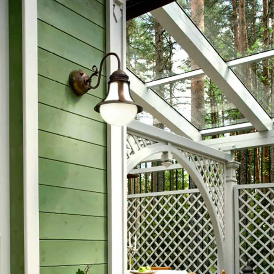 Messing sconces og hvid Loggia blæst glas Viadurini