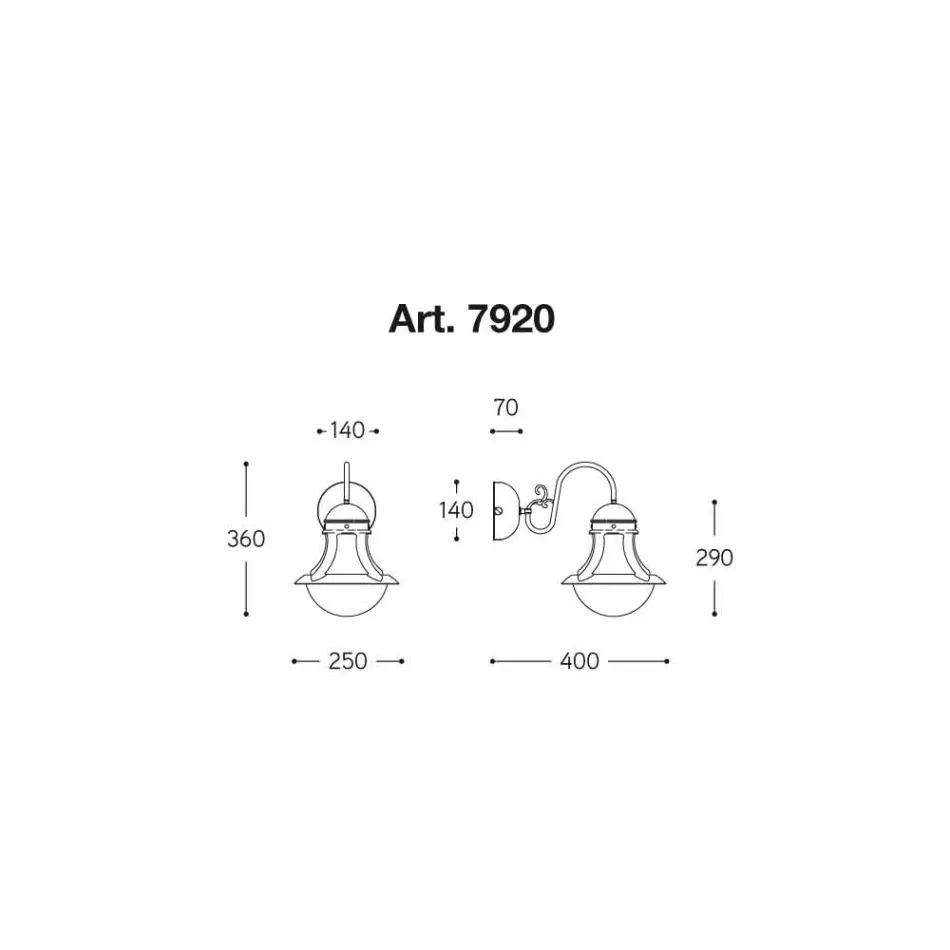 Messing sconces og hvid Loggia blæst glas Viadurini