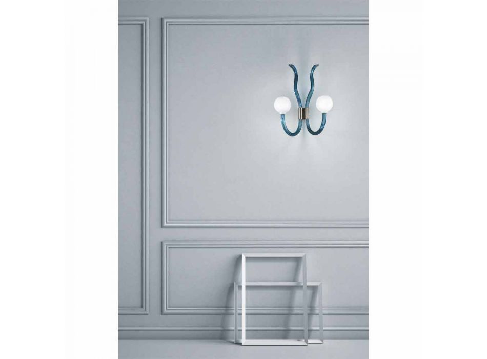 Væglampe i blåt Venedigs glas og metal håndlavet i Italien - Antonietta Viadurini