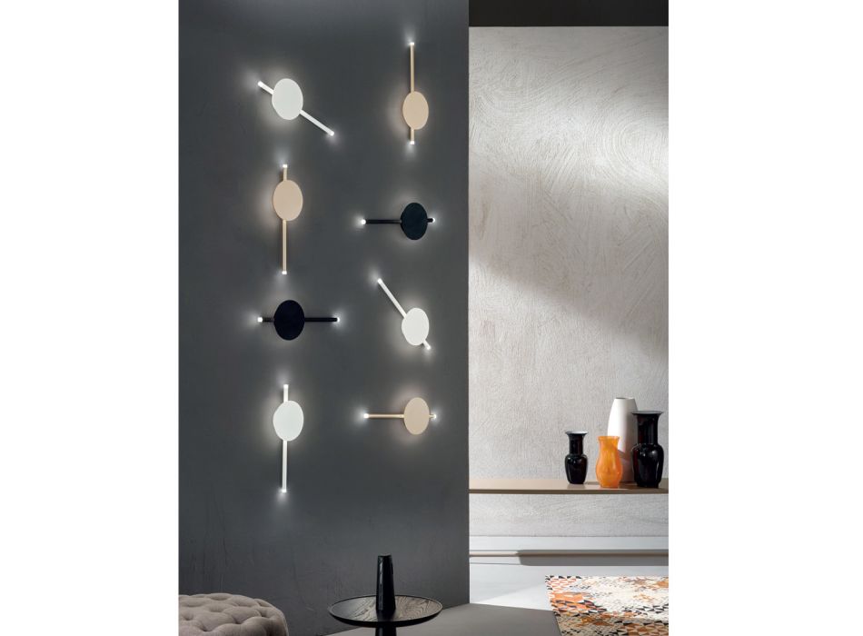 Moderne Design LED væglampe i hvid, sort eller guld metal - hånd Viadurini