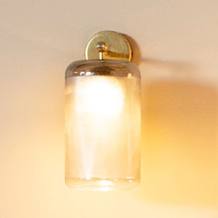LED væglampe i bruneret messing og gråt glas Fremstillet i Italien - Zelo Viadurini