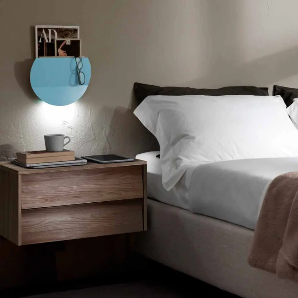 Moderne væglampe med magasinrum, USB og LED-lys Fremstillet i Italien - Foster Viadurini