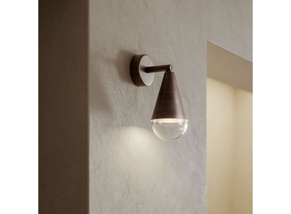 Udendørs væglampe i jern og glas Made in Italy - Overskyet Viadurini