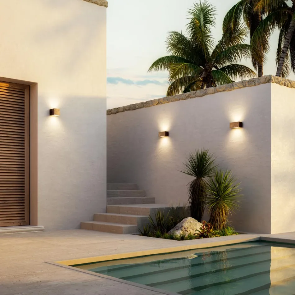 Rektangulær væglampe i kobber og LED Made in Italy - Eksempel Viadurini