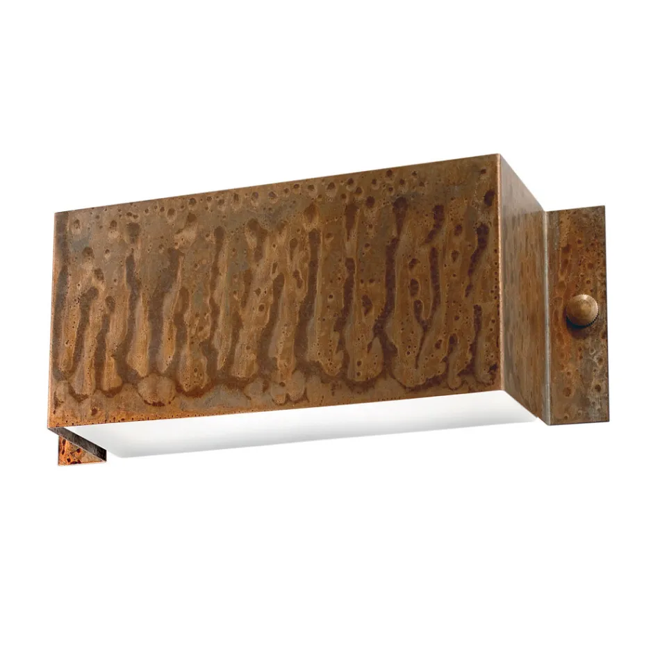 Rektangulær væglampe i kobber og LED Made in Italy - Eksempel Viadurini