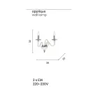 Væglampe 2 lys i italiensk håndværksglas og krystal - Mariangela Viadurini