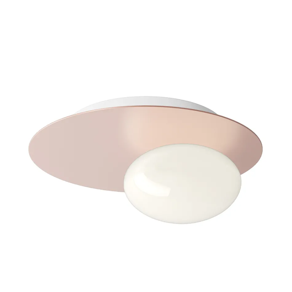 Væg- eller loftslampe i aluminium, metal og hvid glaslampe - Luma Viadurini