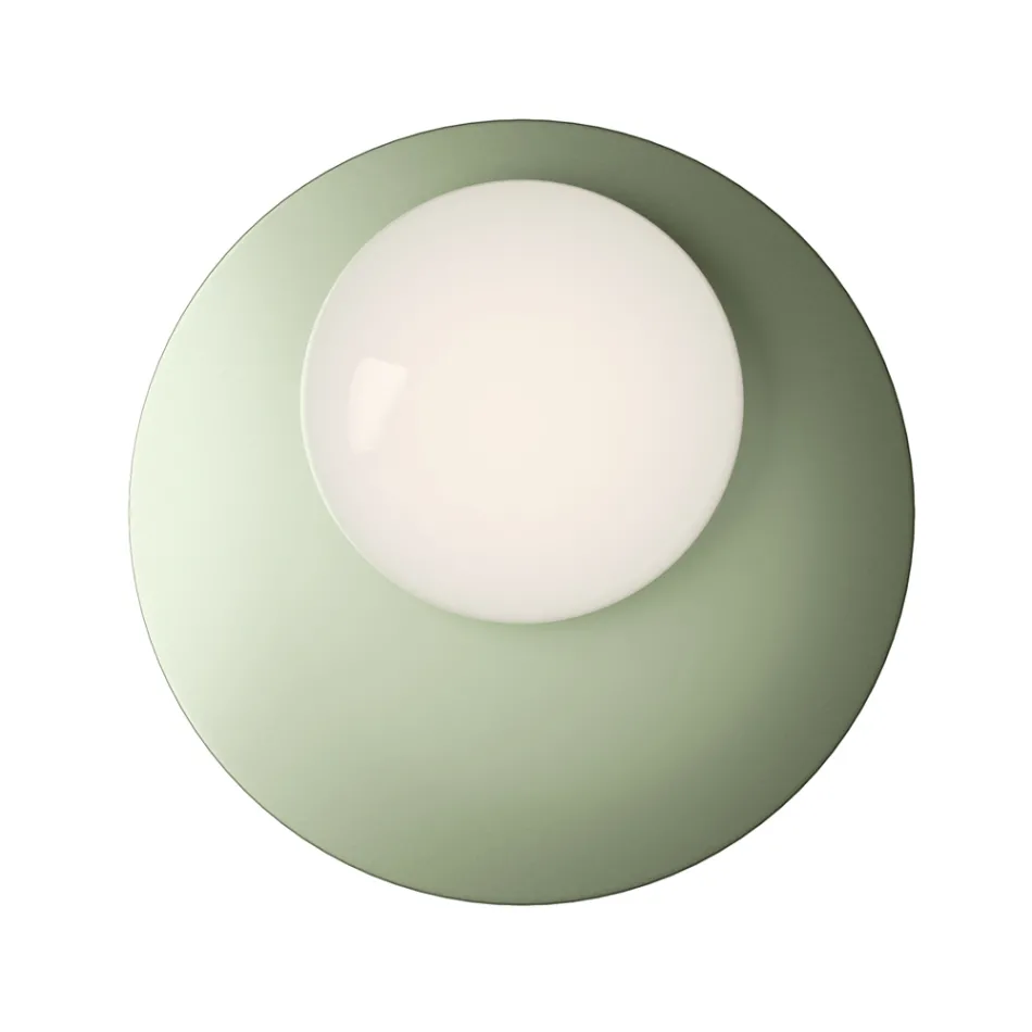 Væg- eller loftslampe i aluminium, metal og hvid glaslampe - Luma Viadurini