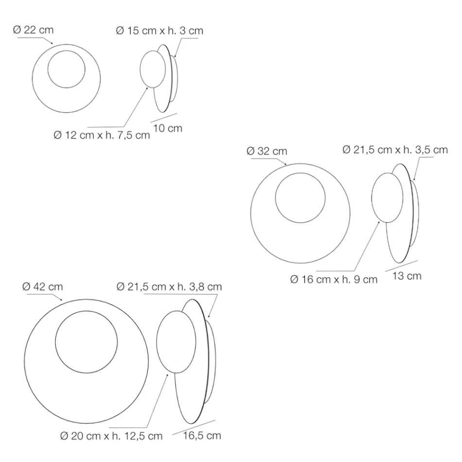 Væg- eller loftslampe i aluminium, metal og hvid glaslampe - Luma Viadurini