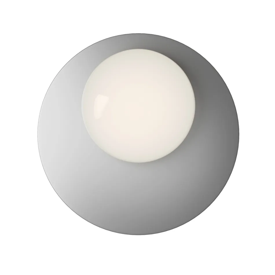 Væg- eller loftslampe i aluminium, metal og hvid glaslampe - Luma Viadurini