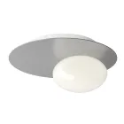 Væg- eller loftslampe i aluminium, metal og hvid glaslampe - Luma Viadurini