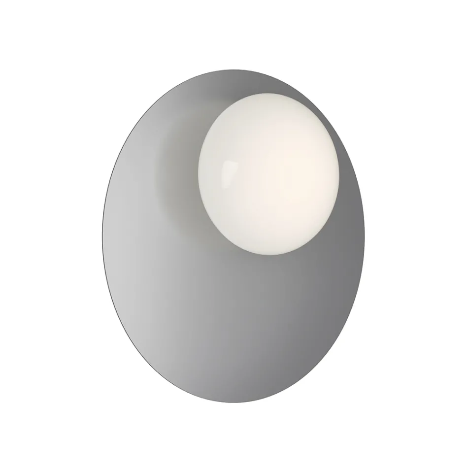 Væg- eller loftslampe i aluminium, metal og hvid glaslampe - Luma Viadurini