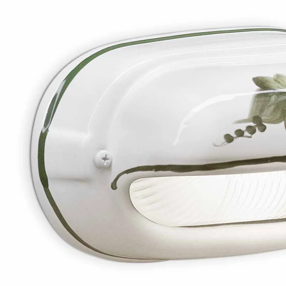 Vandret udendørs væglampe i keramiske håndmalede blomster - Brindisi Viadurini