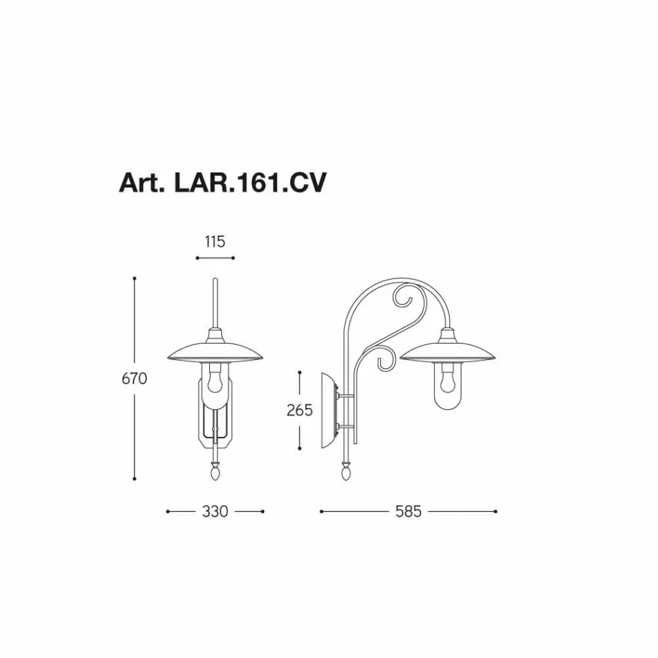 Applikation Otello kobber, messing, glas, aluminium Viadurini