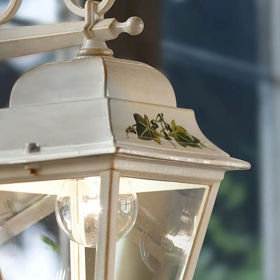 Udendørs væglampe i hvid aluminium og håndmalet dekoration - Gorizia Viadurini