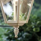 Udendørs væglampe i hvid aluminium og håndmalet dekoration - Gorizia Viadurini