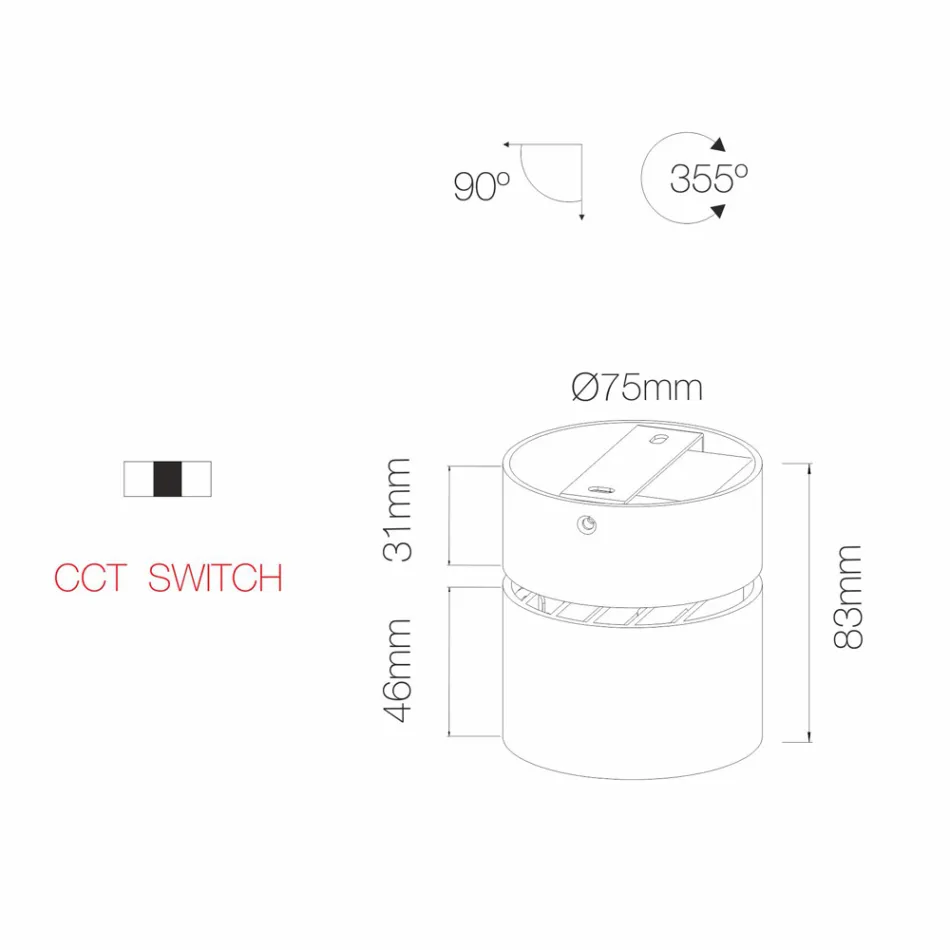 Rund dekorativ væglampe Led 7W i hvid eller sort aluminium - Kina Viadurini