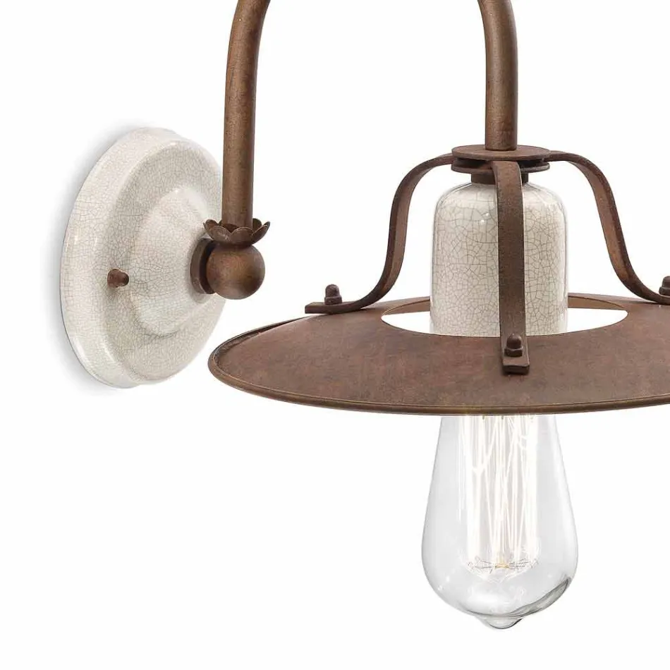 Applique industrielle stil, metal og keramik Ferroluce Viadurini